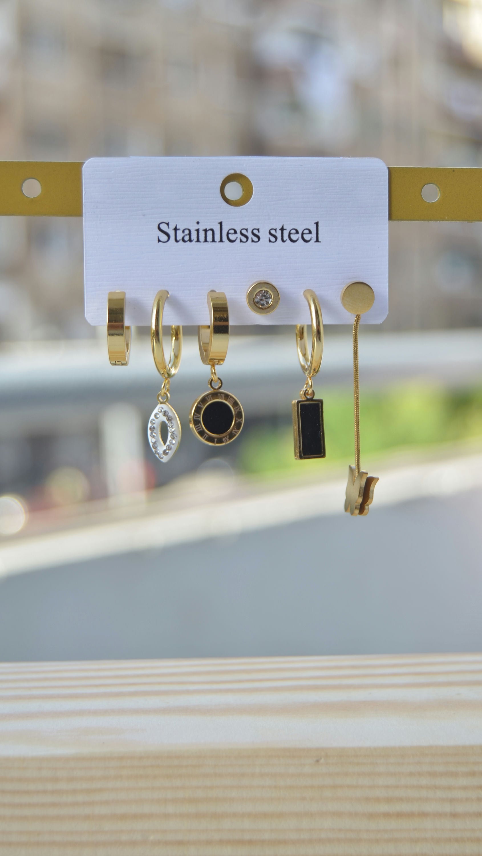 Modern stainless steel earring set