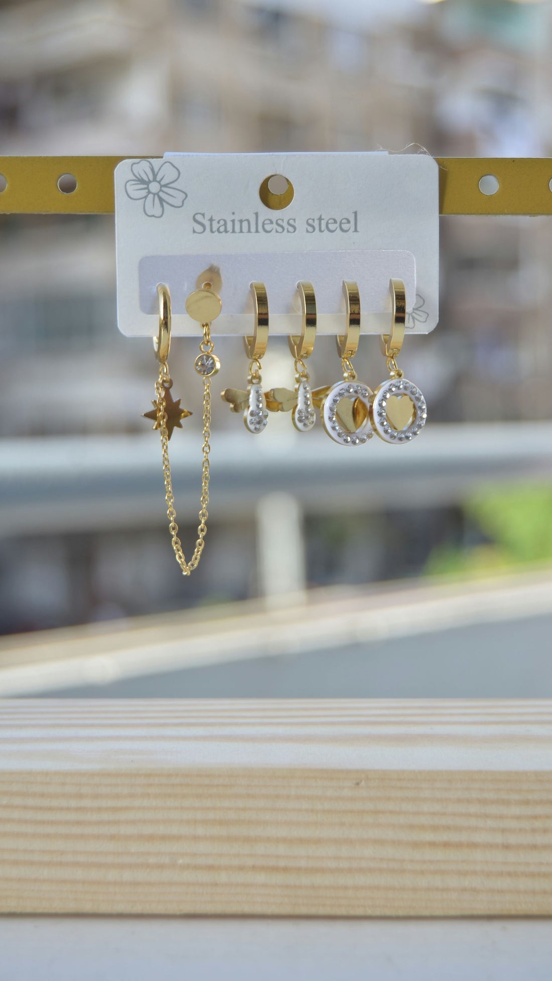 Modern stainless steel earring set