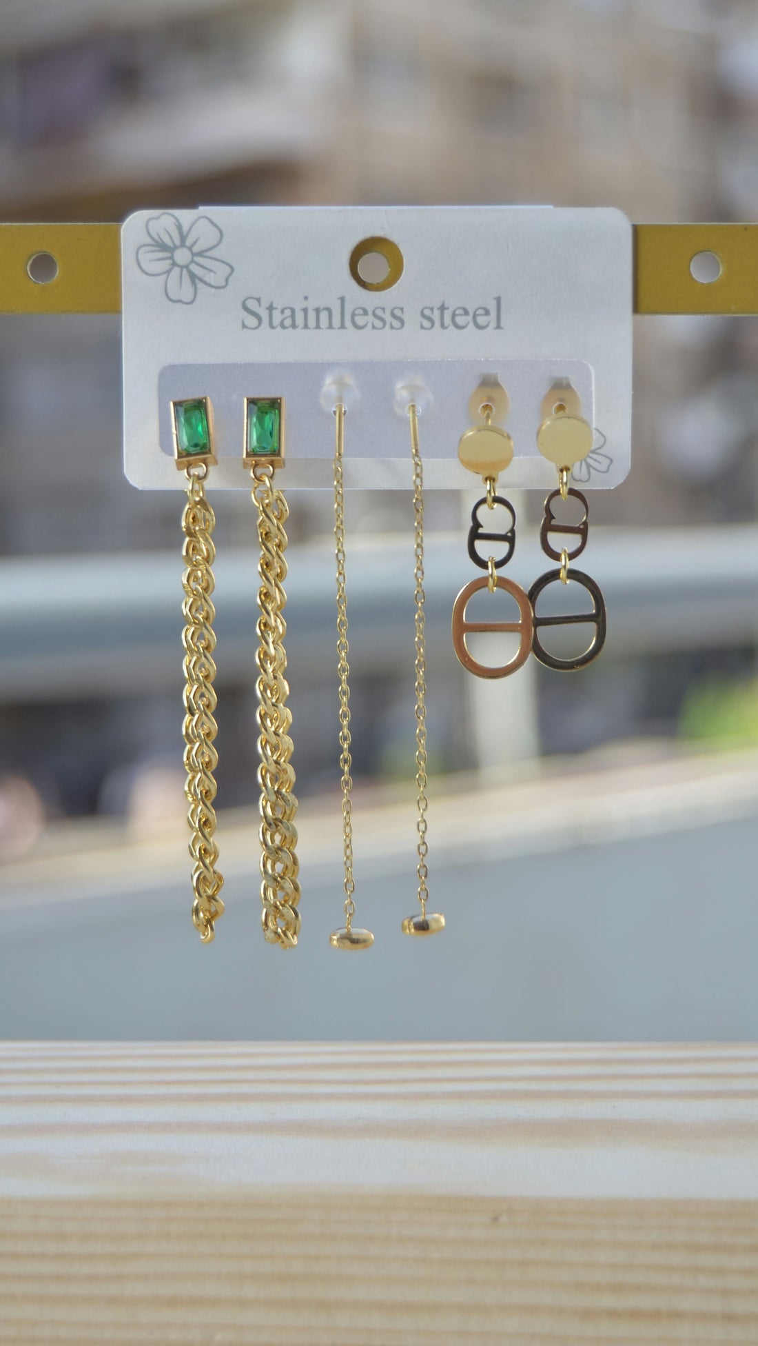 Modern stainless steel earring set