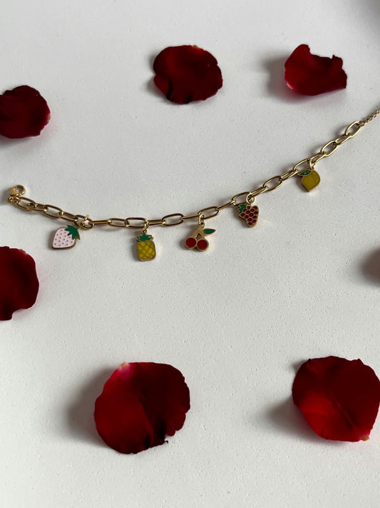 Bracelet with colorful fruit charms