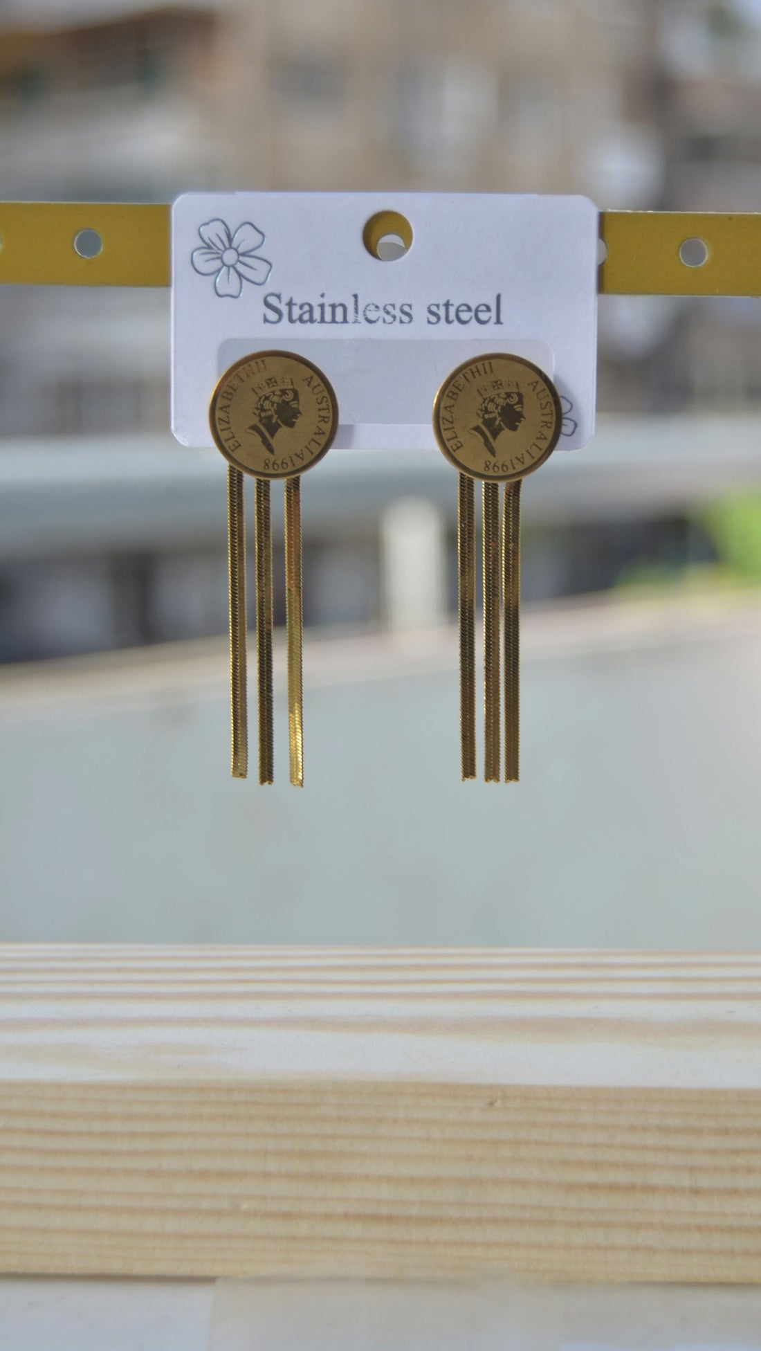 Coin earrings and metal tassels