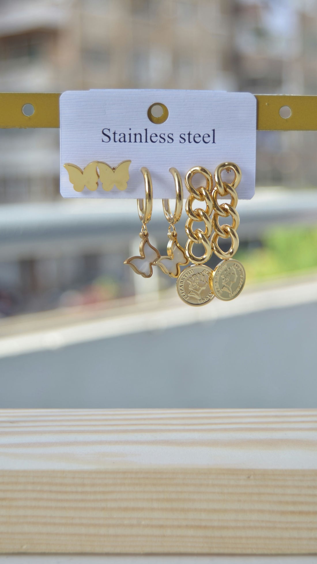 Modern stainless steel earring set