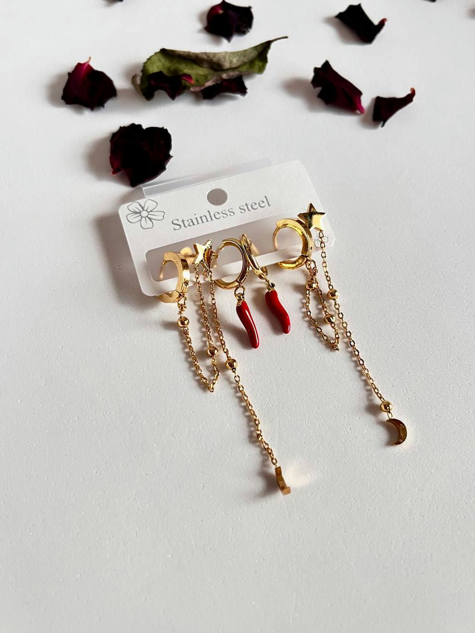 Modern stainless steel earring set