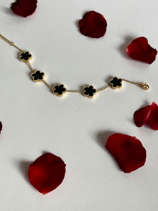 A cascade of black flowers