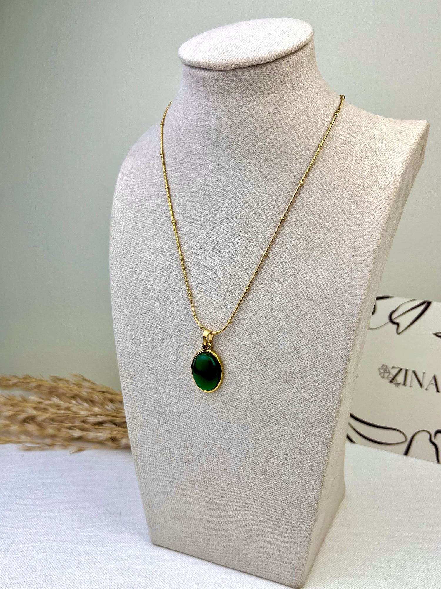 green shell necklace