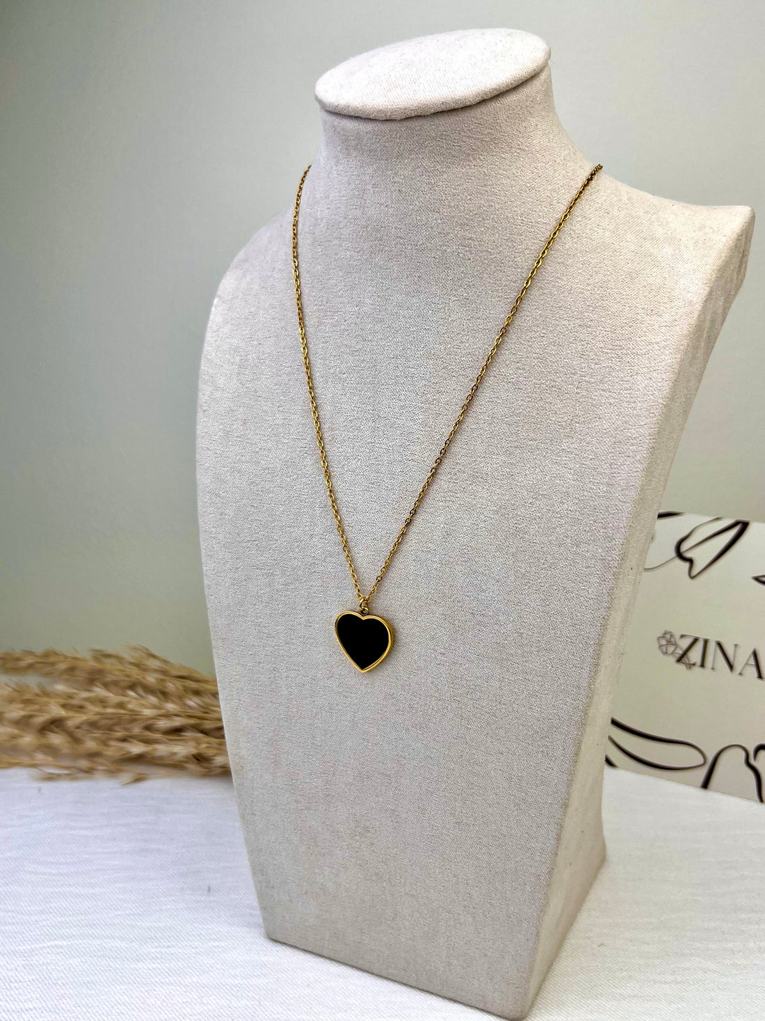 Black enamel heart pendant