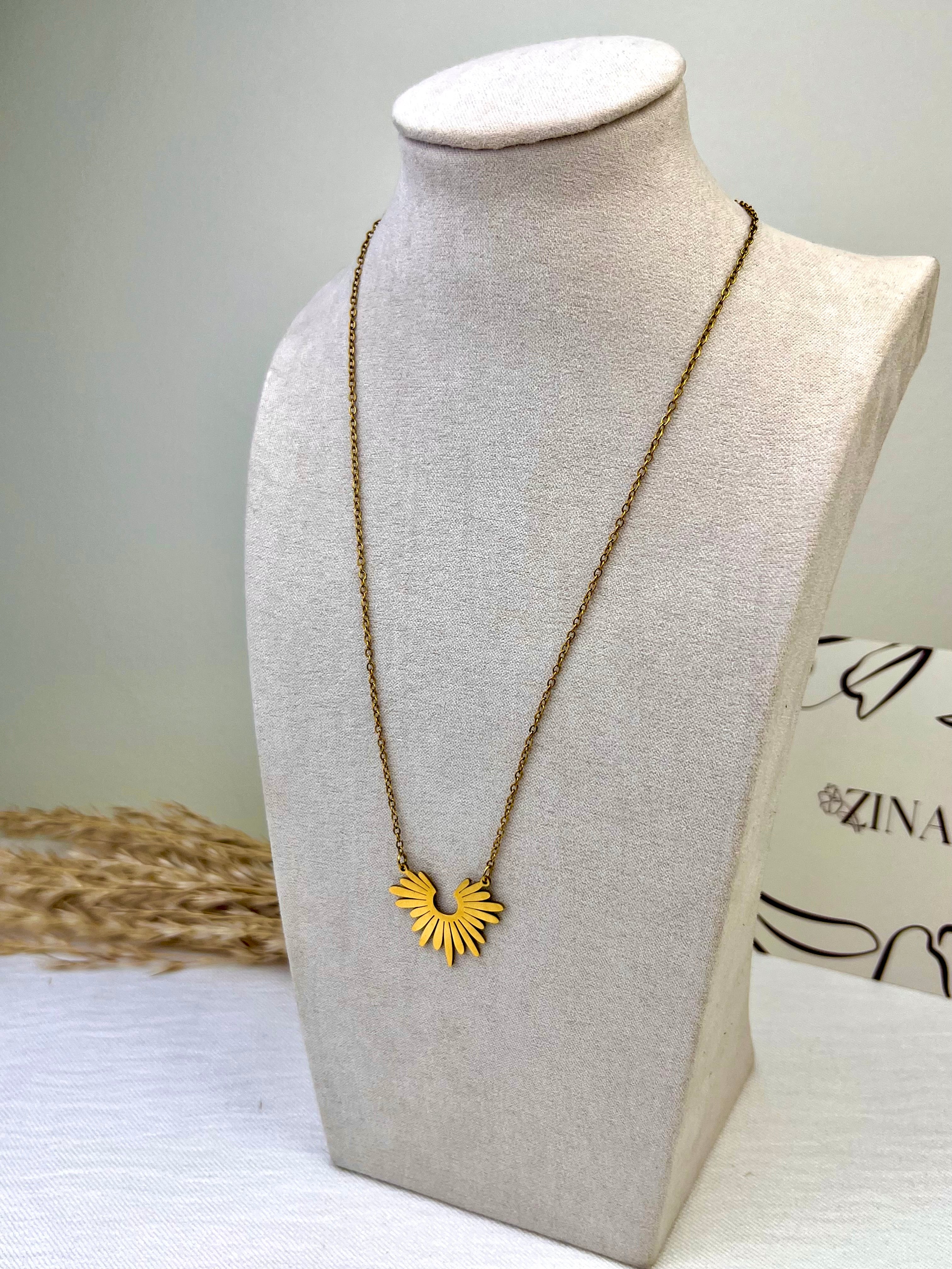 Large half sun gold pendant