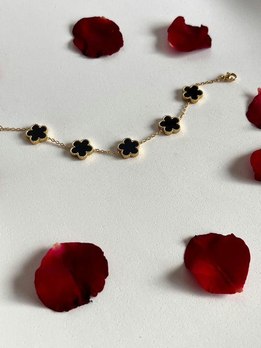 A cascade of black flowers