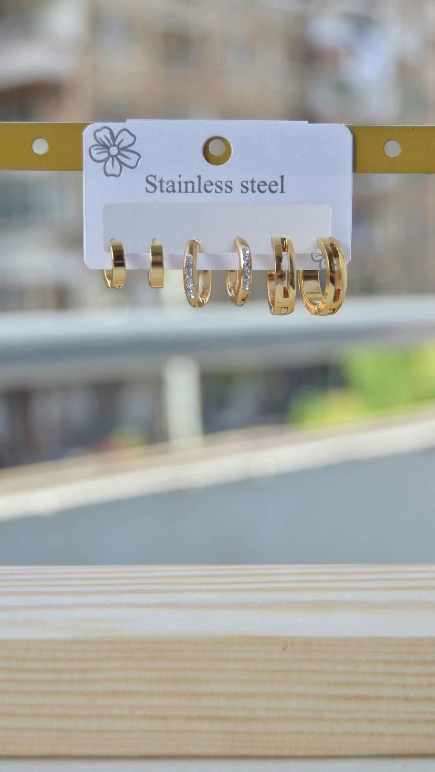 Modern stainless steel earring set