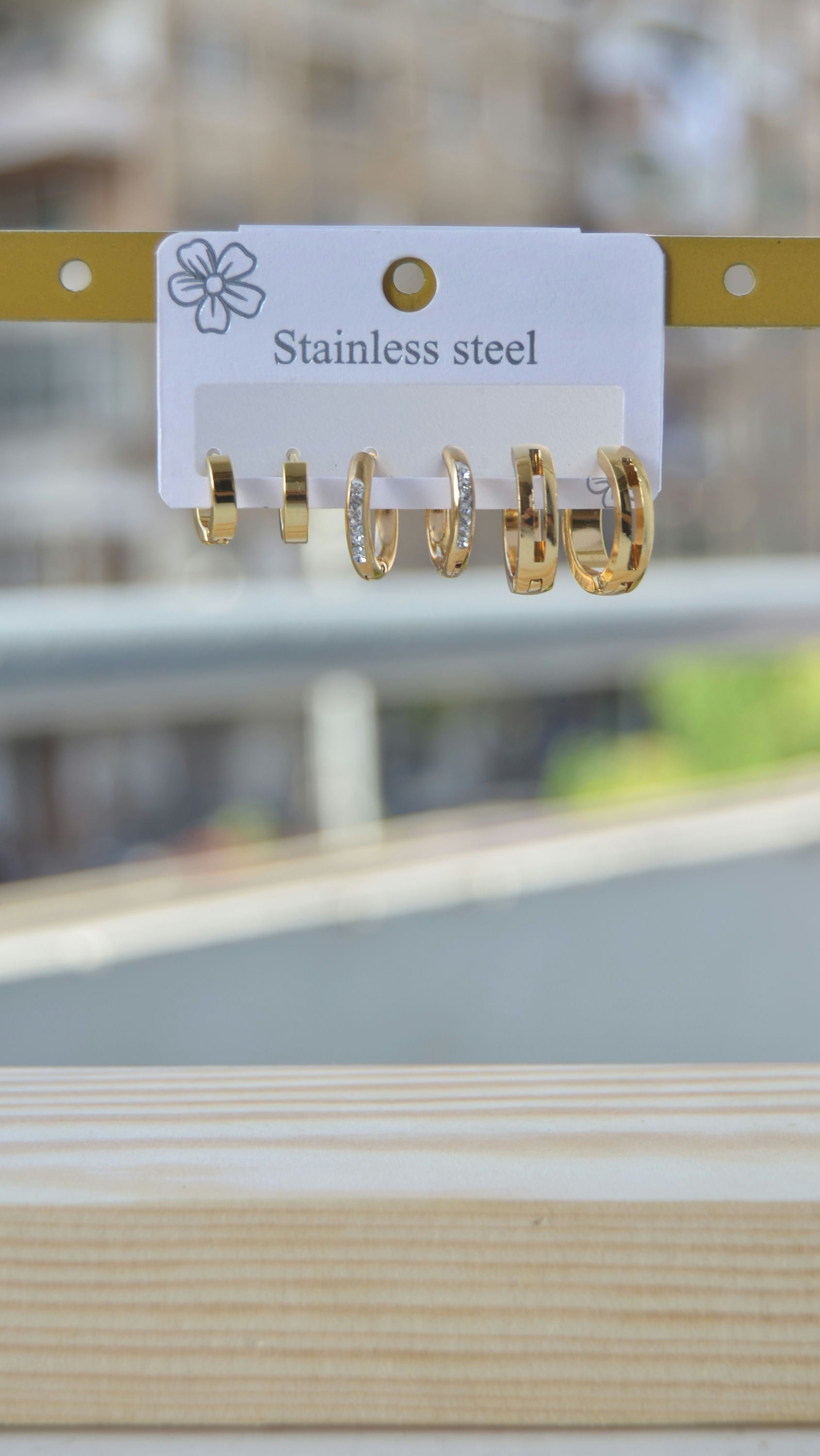 Modern stainless steel earring set