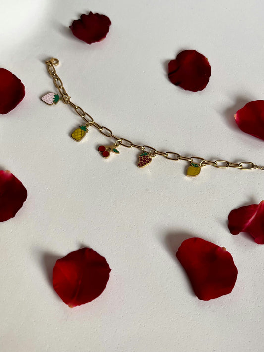 Bracelet with colorful fruit charms