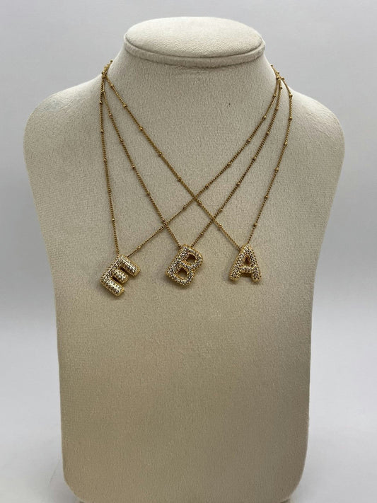 Letter necklace lined with rhinestones