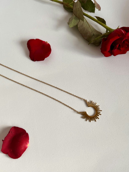 half sun gold necklace