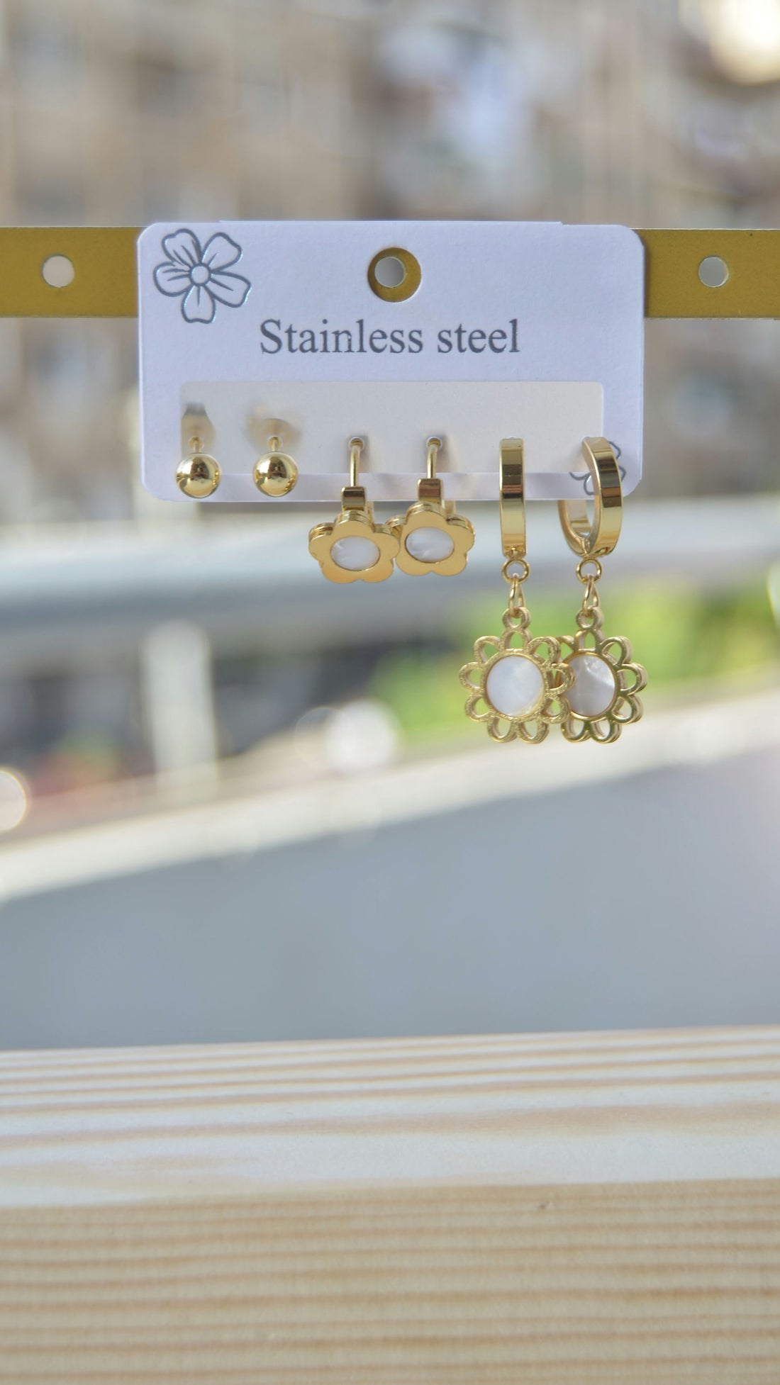 Modern stainless steel earring set