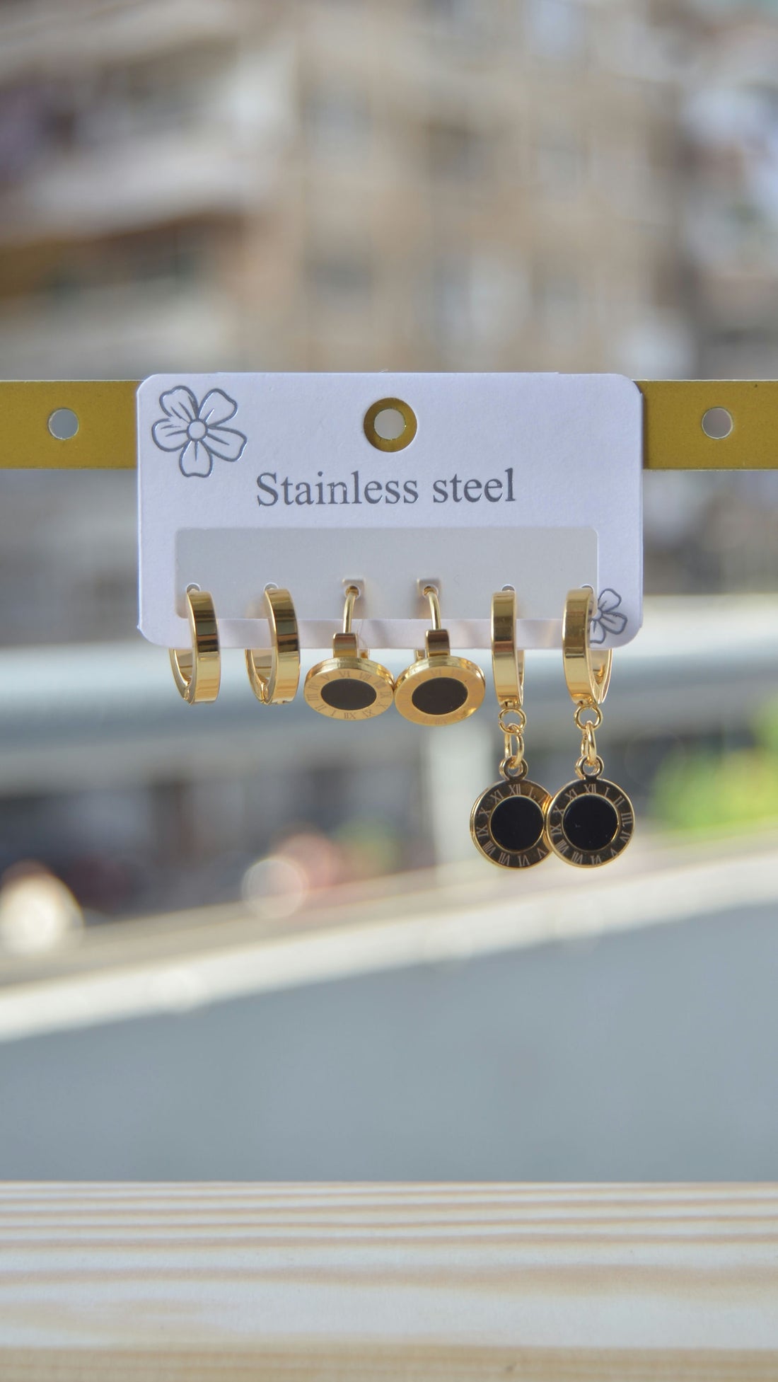 Modern stainless steel earring set