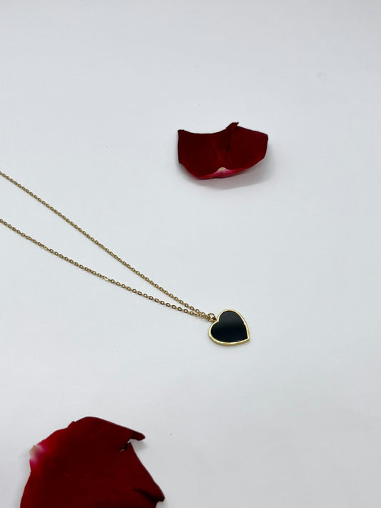 Black enamel heart pendant